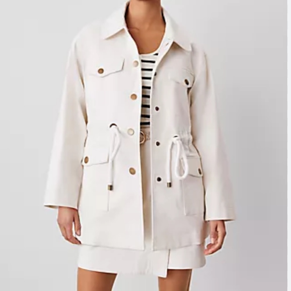 Ann Taylor weekend Utility Jacket Drawstring Waist Ivory S